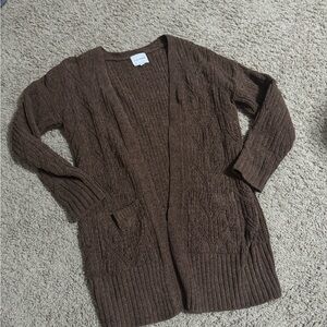 Pink Rose Chocolate Cable Knit Cardigan